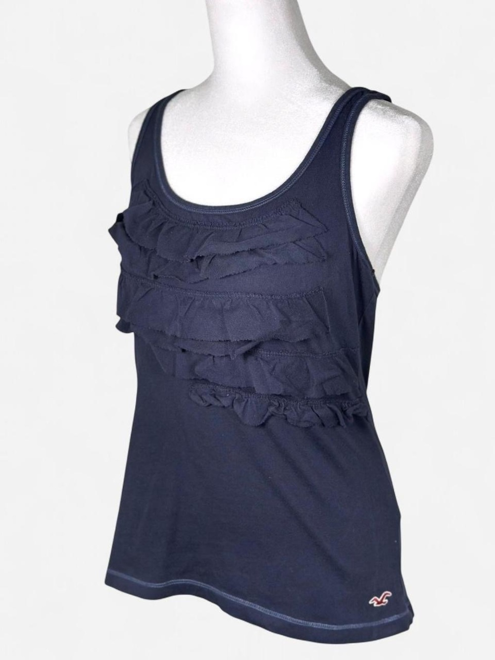 Vintage Y2K Hollister Navy Ruffle Tank Top, Size Medium